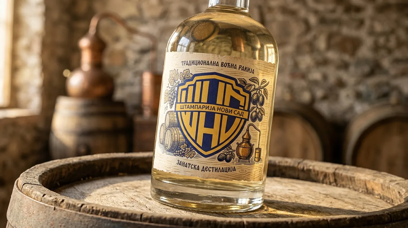 Nalepnice za izloge i vozila - Štampa nalepnica za rakiju. Dugotrajna folija visokog sjaja ili mat završnice.